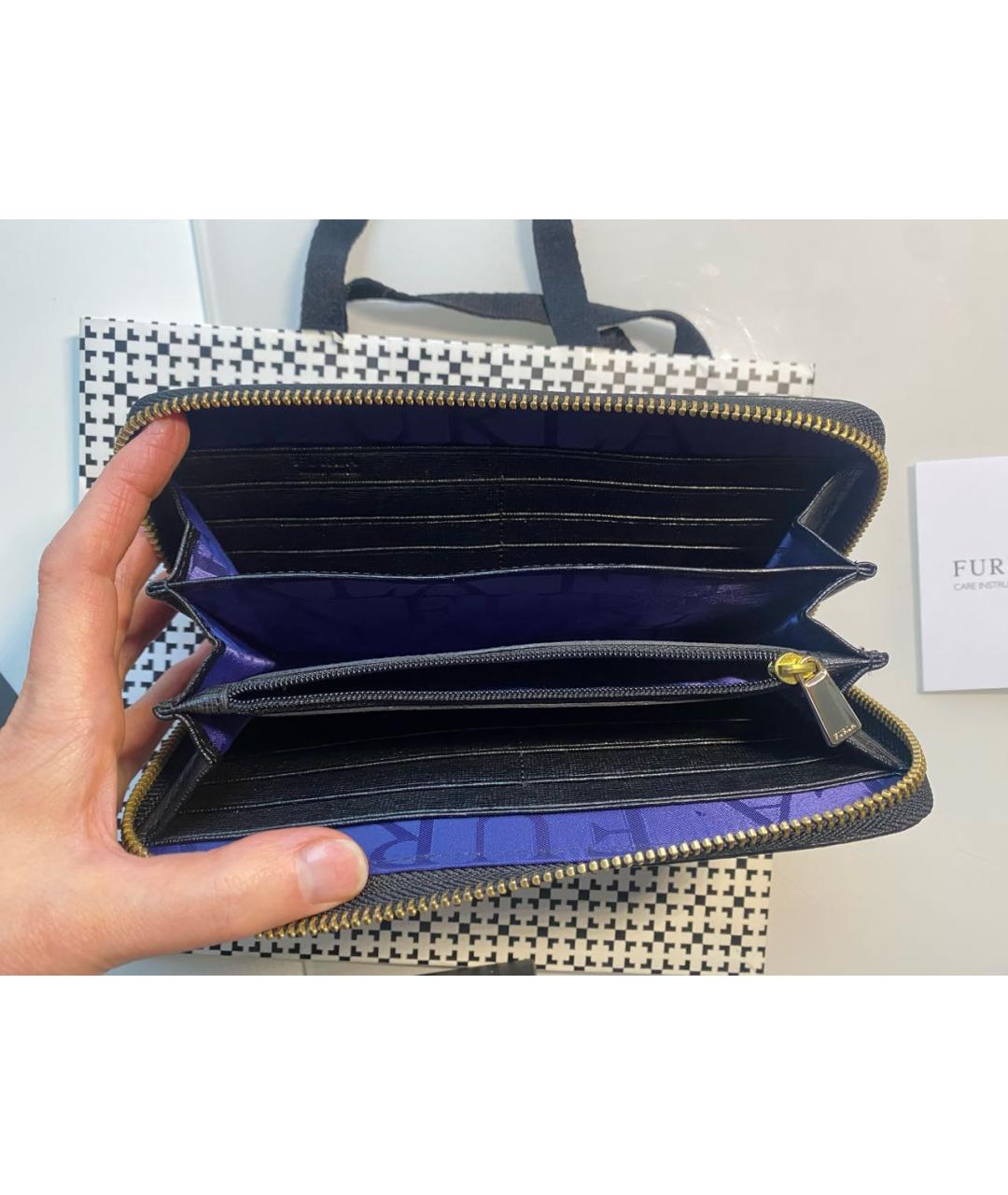 FURLA Черный кожаный кошелек, фото 4