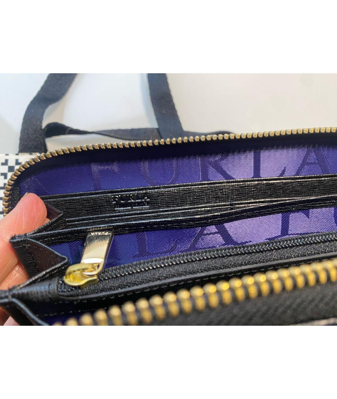 FURLA Черный кожаный кошелек, фото 3