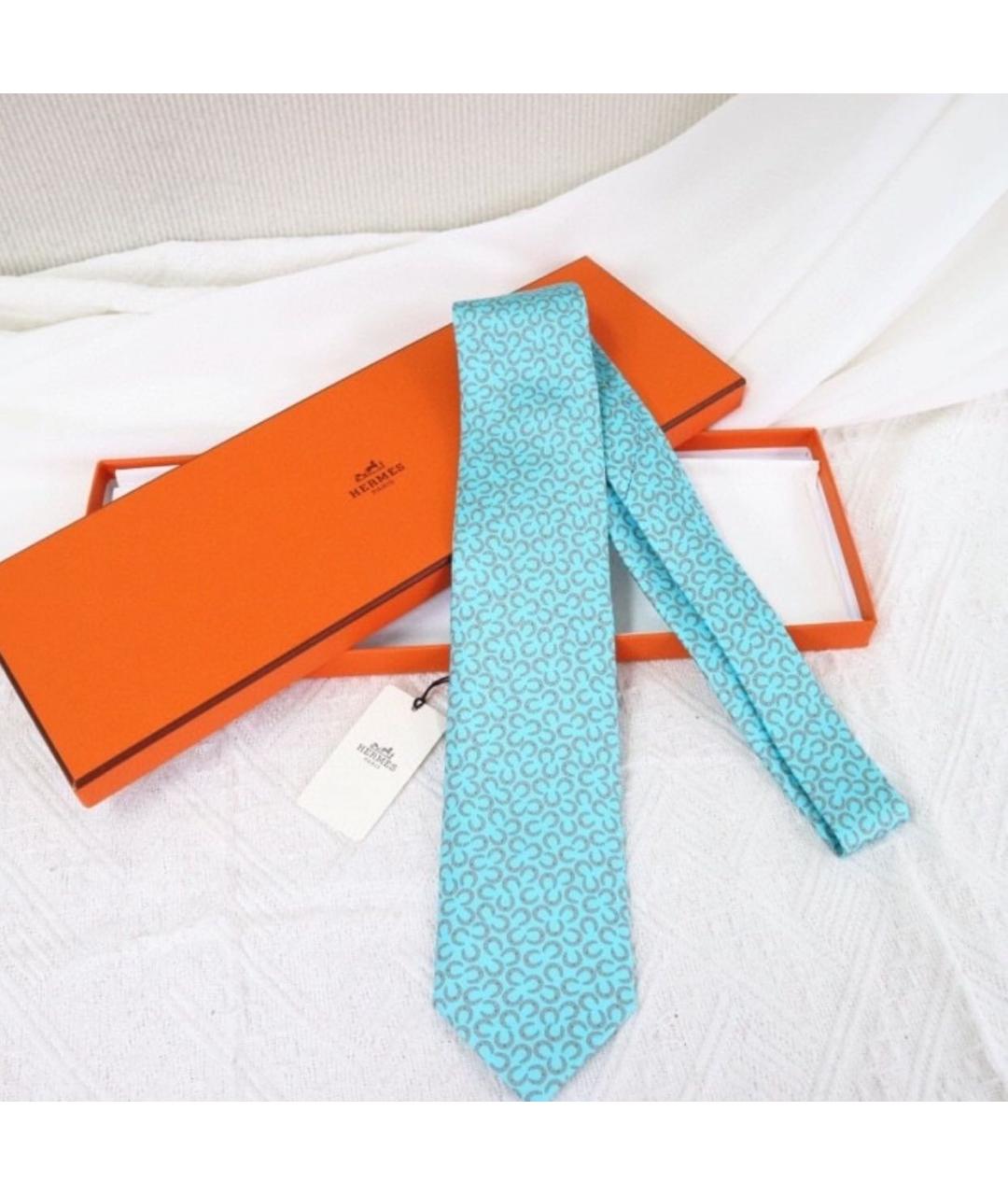HERMES Голубой галстук, фото 4