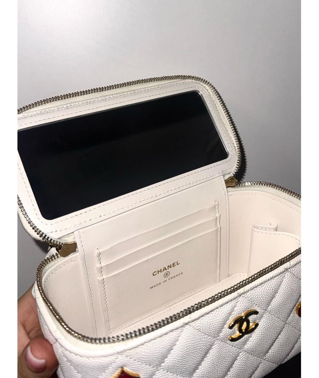 CHANEL Белая кожаная сумка через плечо, фото 4