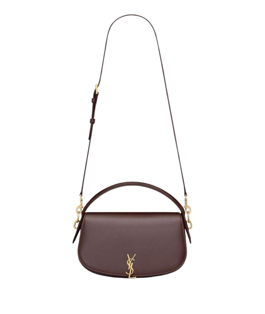 SAINT LAURENT Бордовая кожаная сумка через плечо, фото 1