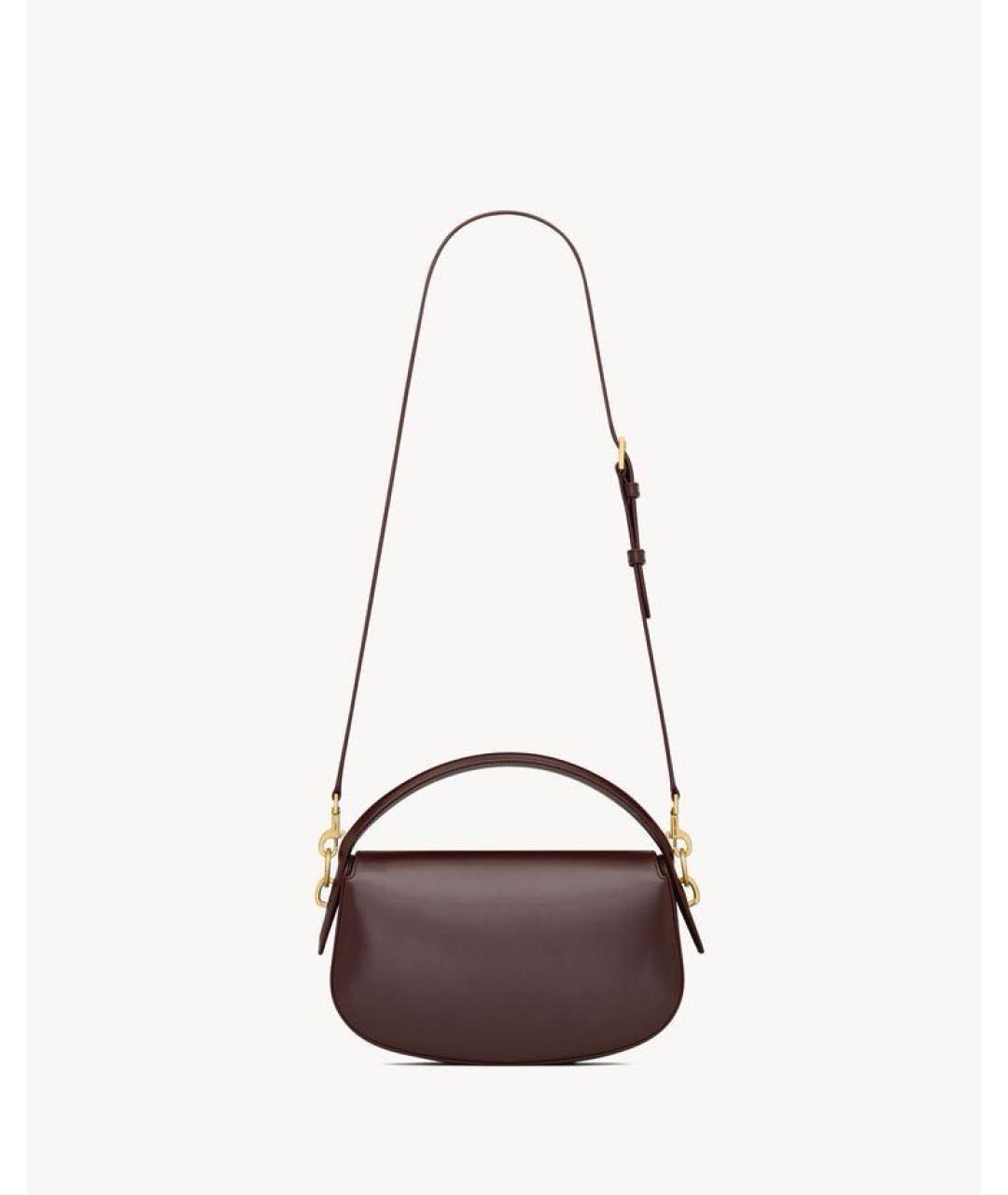 SAINT LAURENT Бордовая кожаная сумка через плечо, фото 3