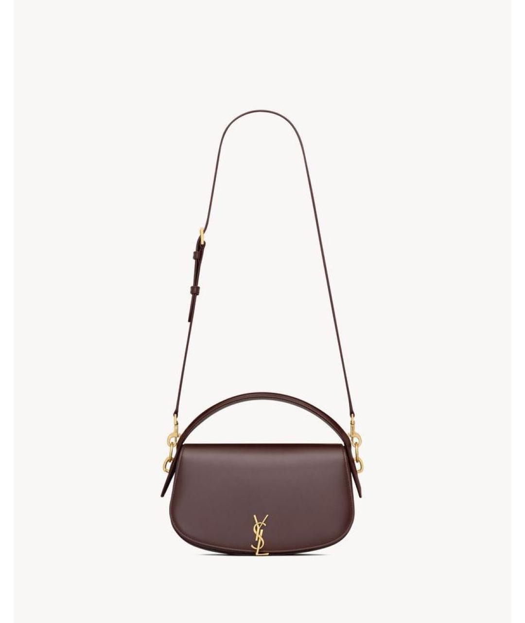 SAINT LAURENT Бордовая кожаная сумка через плечо, фото 6