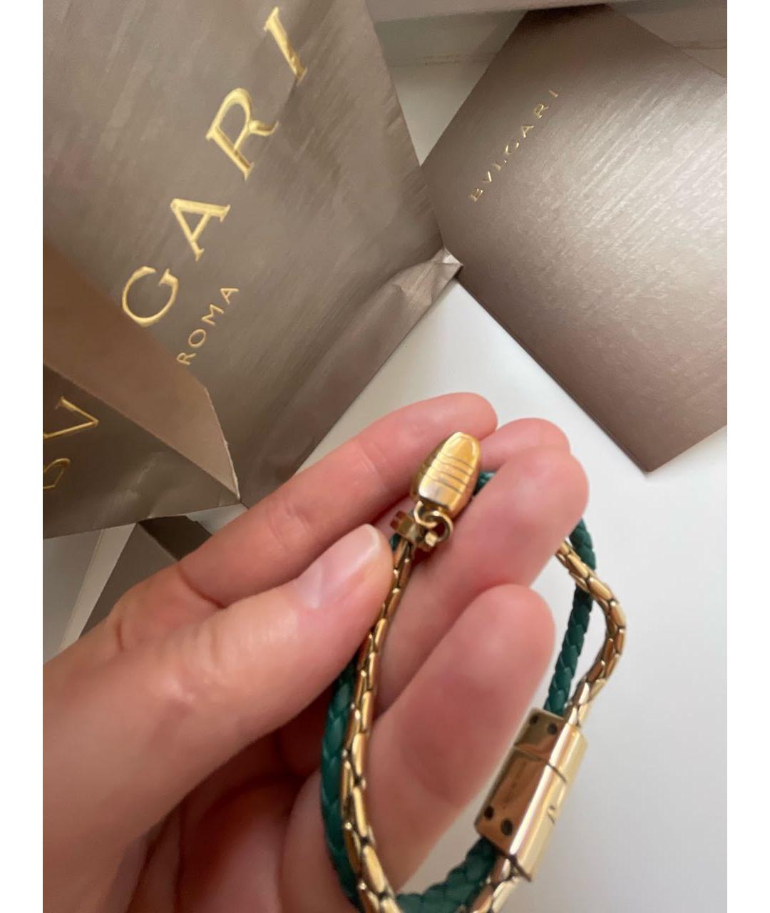 BVLGARI Зеленый кожаный браслет, фото 6