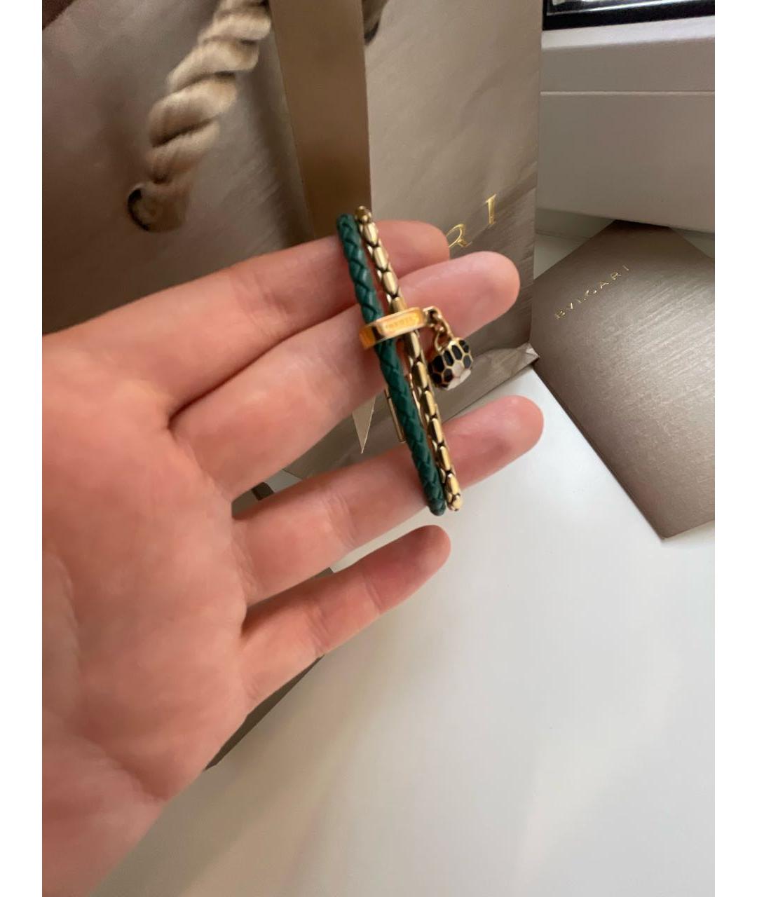 BVLGARI Зеленый кожаный браслет, фото 5