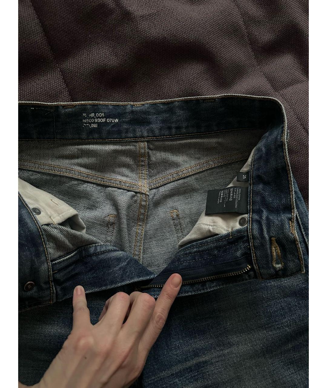 CELINE Синие хлопковые прямые джинсы, фото 3