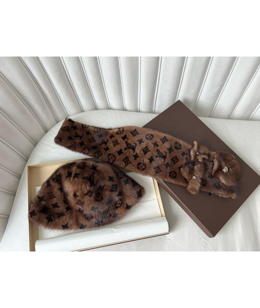 LOUIS VUITTON Коричневая шапка, фото 7