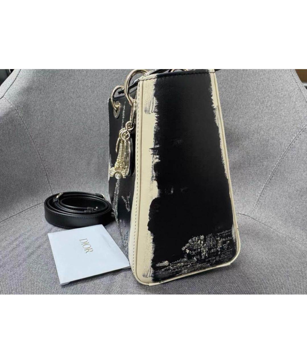 CHRISTIAN DIOR Черная кожаная сумка с короткими ручками, фото 6