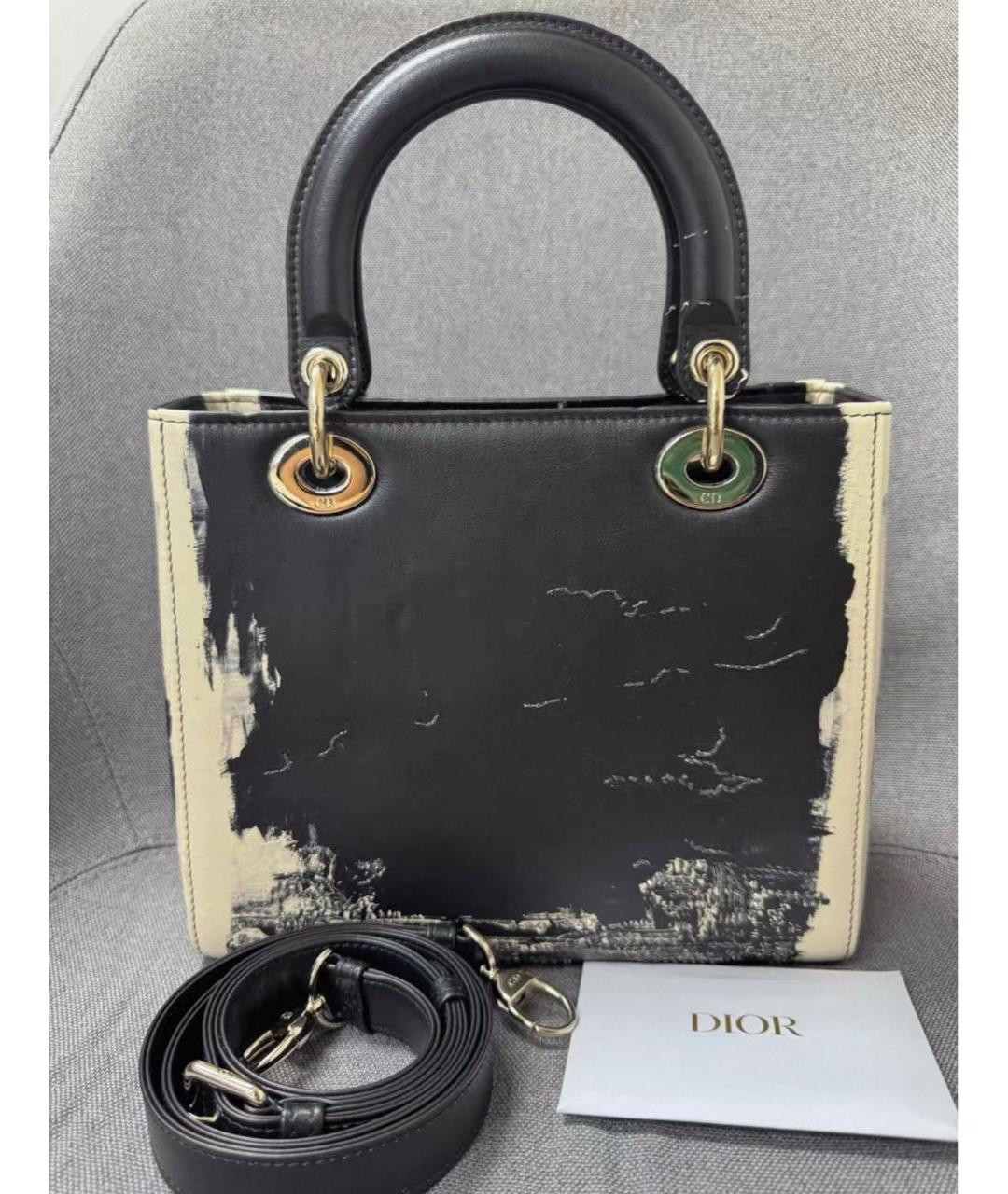 CHRISTIAN DIOR Черная кожаная сумка с короткими ручками, фото 3