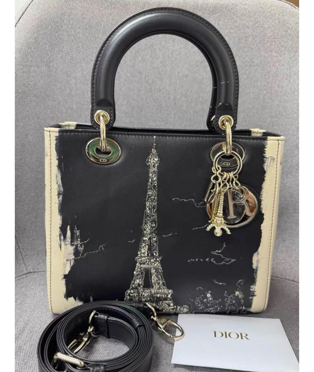 CHRISTIAN DIOR Черная кожаная сумка с короткими ручками, фото 2