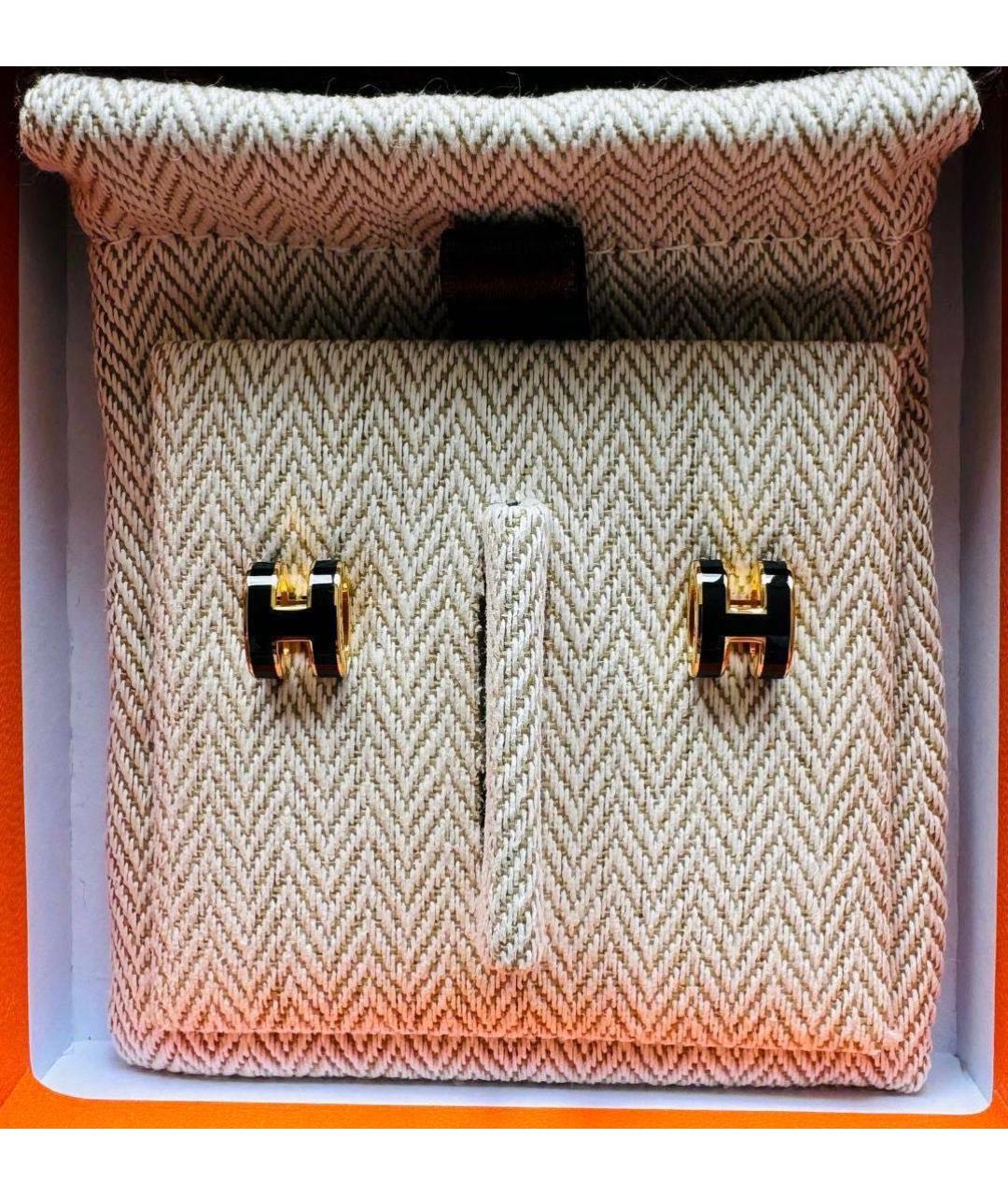 HERMES Черные металлические серьги, фото 2