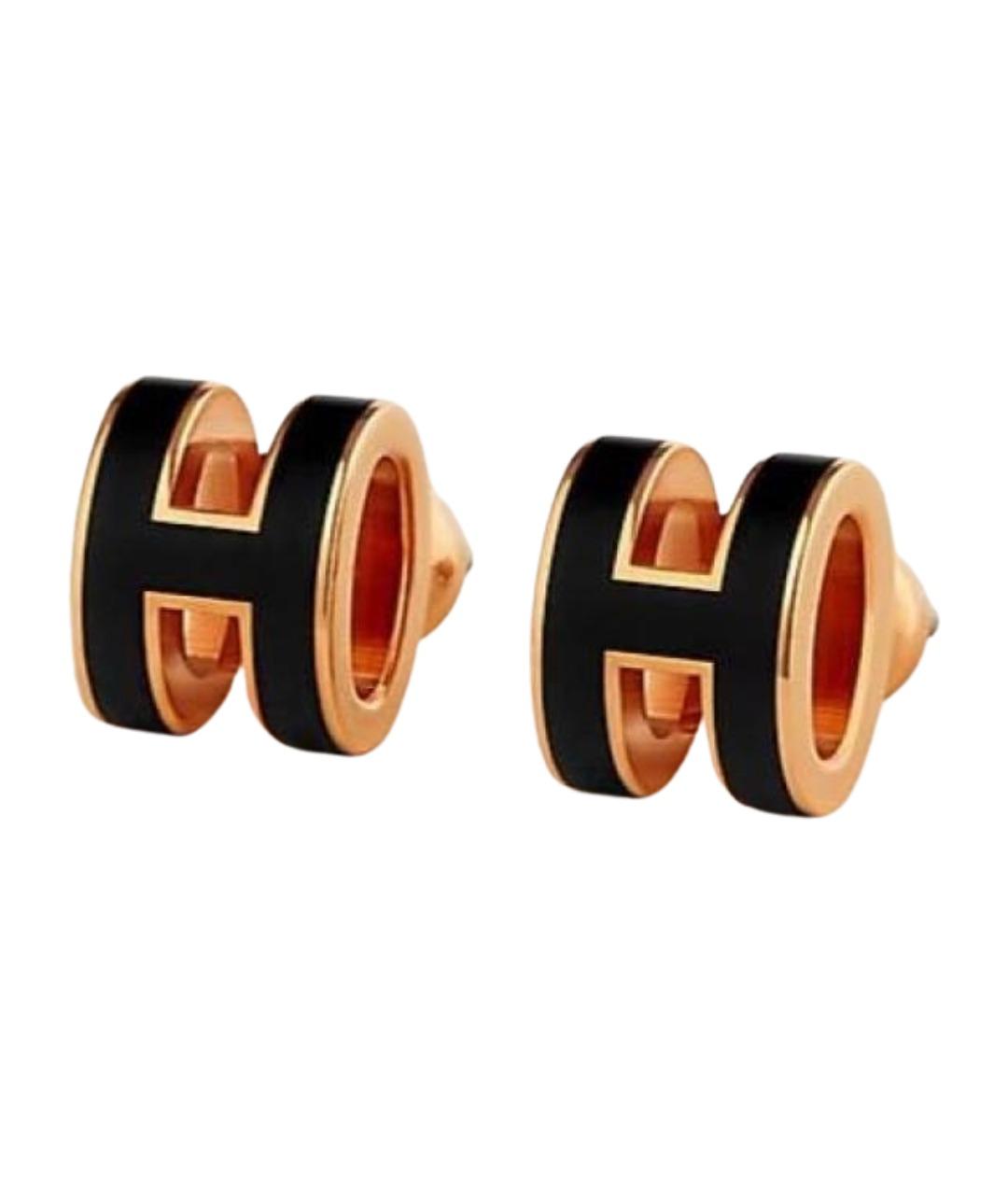 HERMES Черные металлические серьги, фото 1