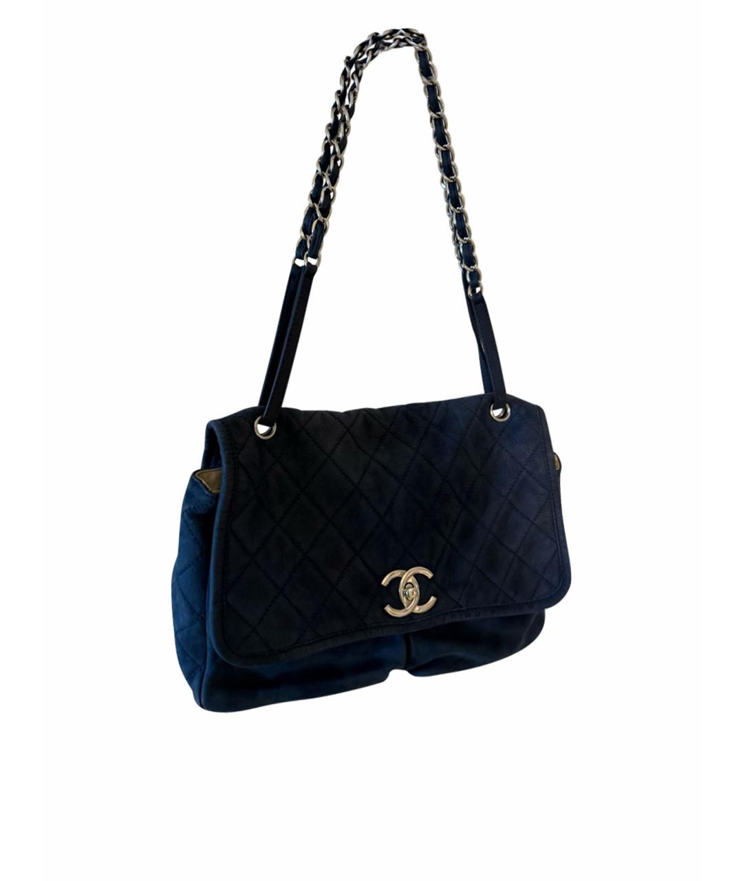 CHANEL Темно-синяя кожаная сумка через плечо, фото 1