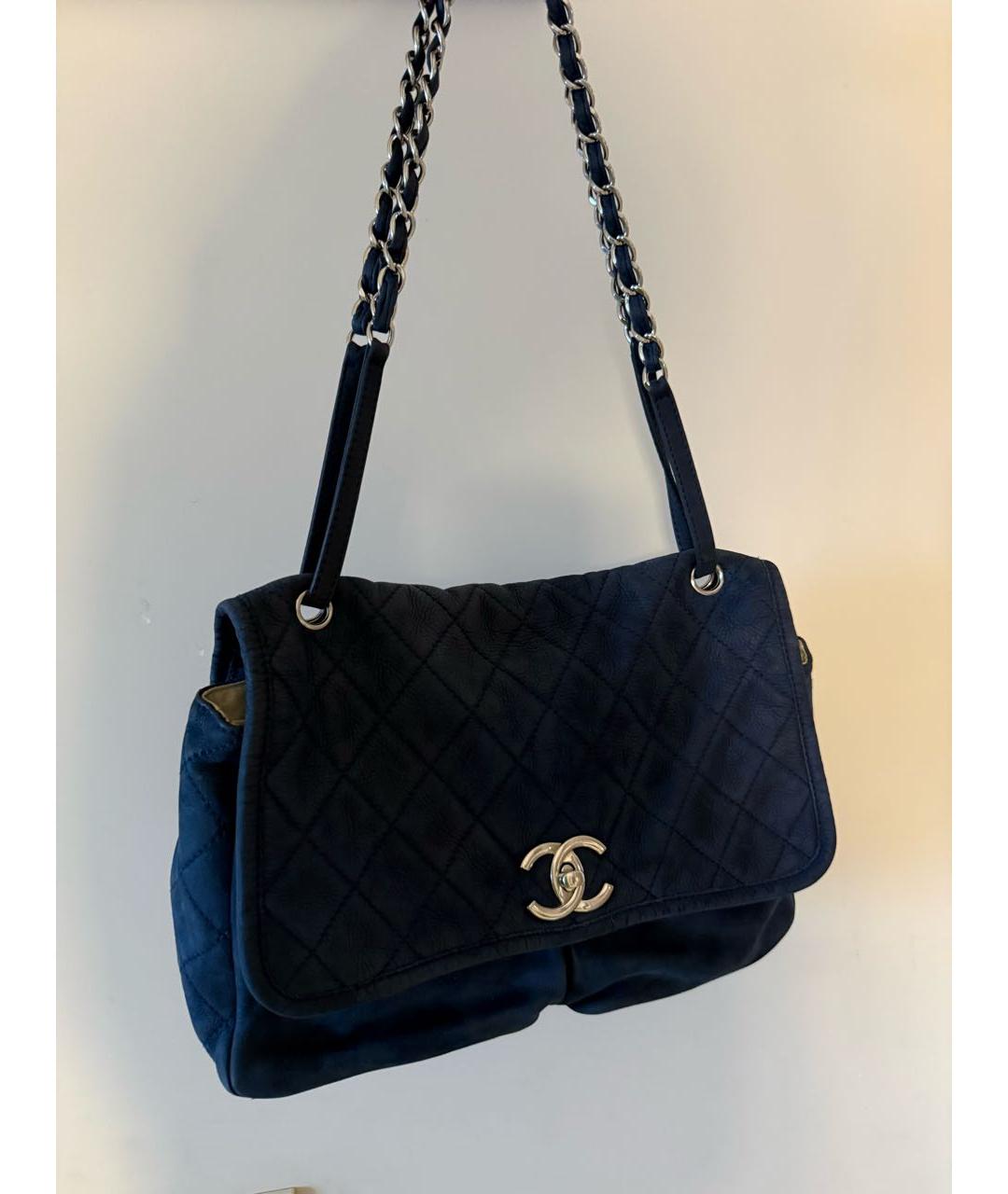 CHANEL Темно-синяя кожаная сумка через плечо, фото 6
