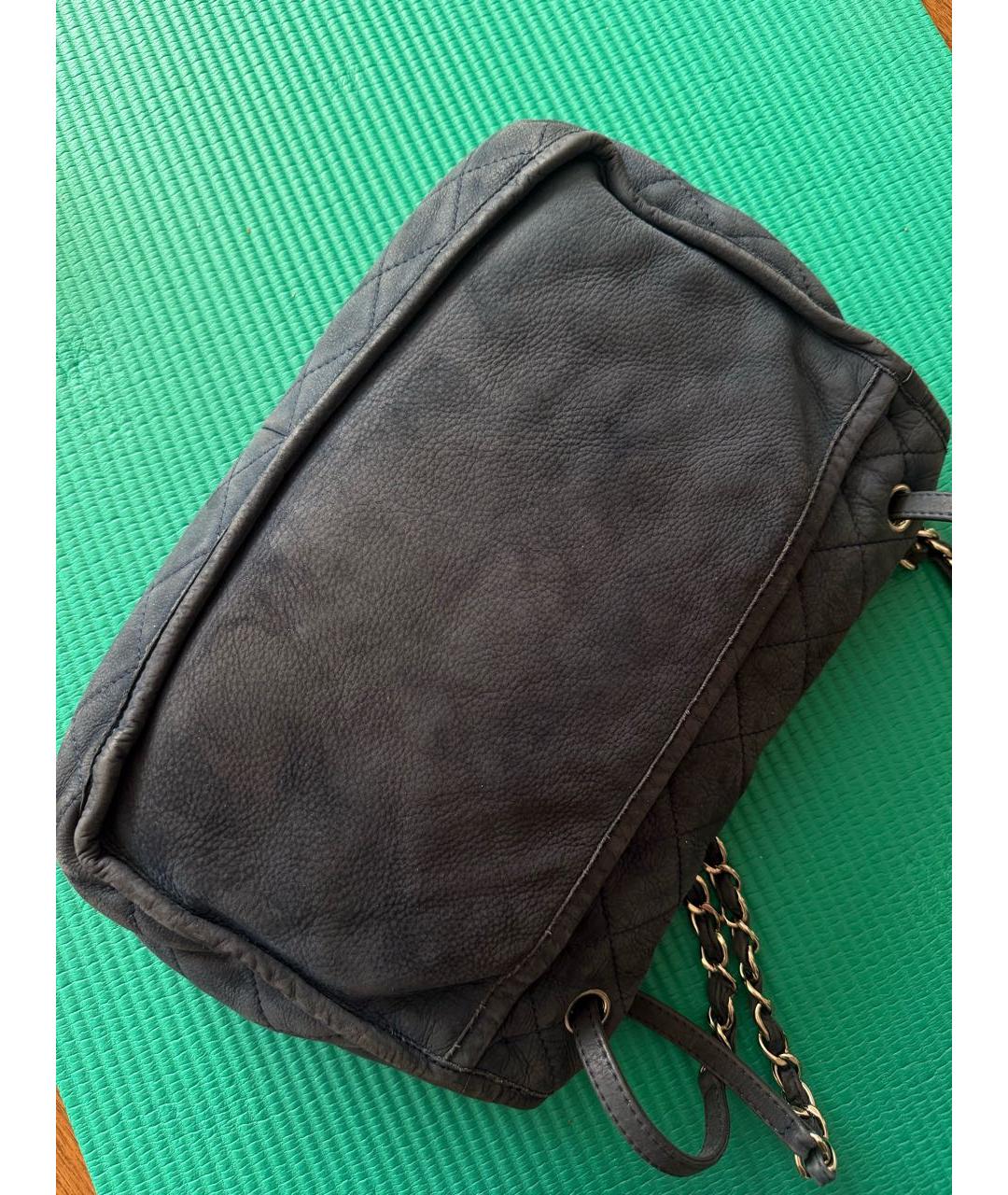 CHANEL Темно-синяя кожаная сумка через плечо, фото 7