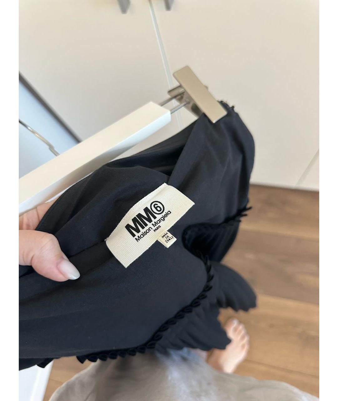 MM6 MAISON MARGIELA Черная шерстяная юбка миди, фото 3