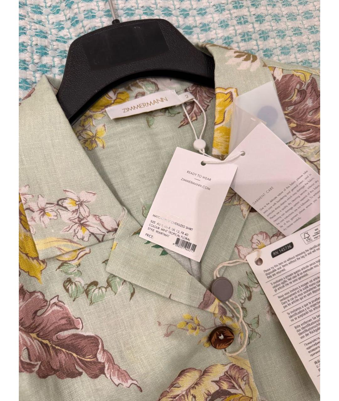 ZIMMERMANN Зеленая льняная рубашка, фото 3