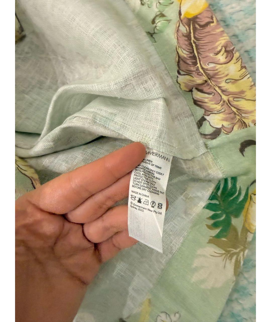 ZIMMERMANN Зеленая льняная рубашка, фото 4