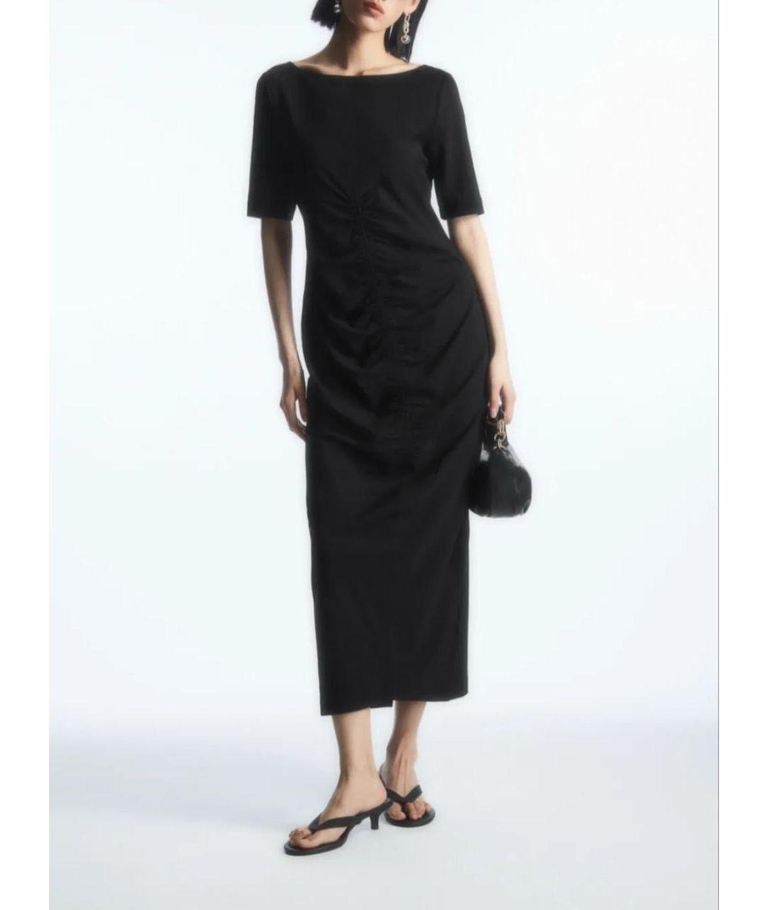 COS Черное вискозное повседневное платье, фото 8
