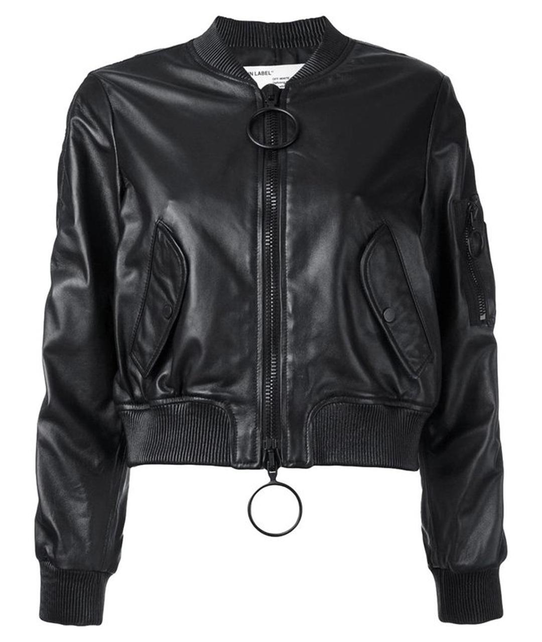 OFF-WHITE Черная кожаная куртка, фото 1