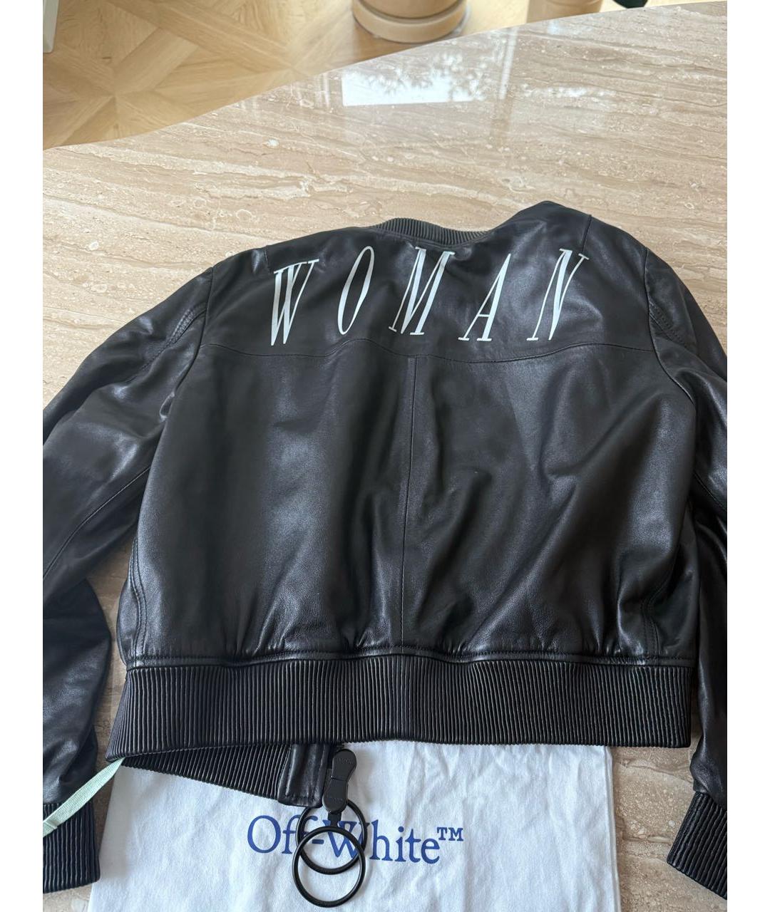 OFF-WHITE Черная кожаная куртка, фото 5