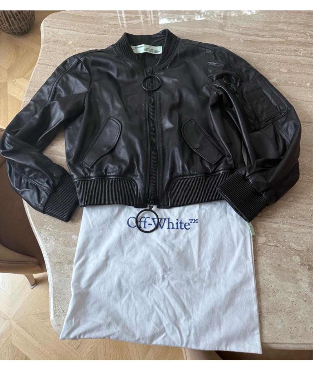 OFF-WHITE Черная кожаная куртка, фото 7