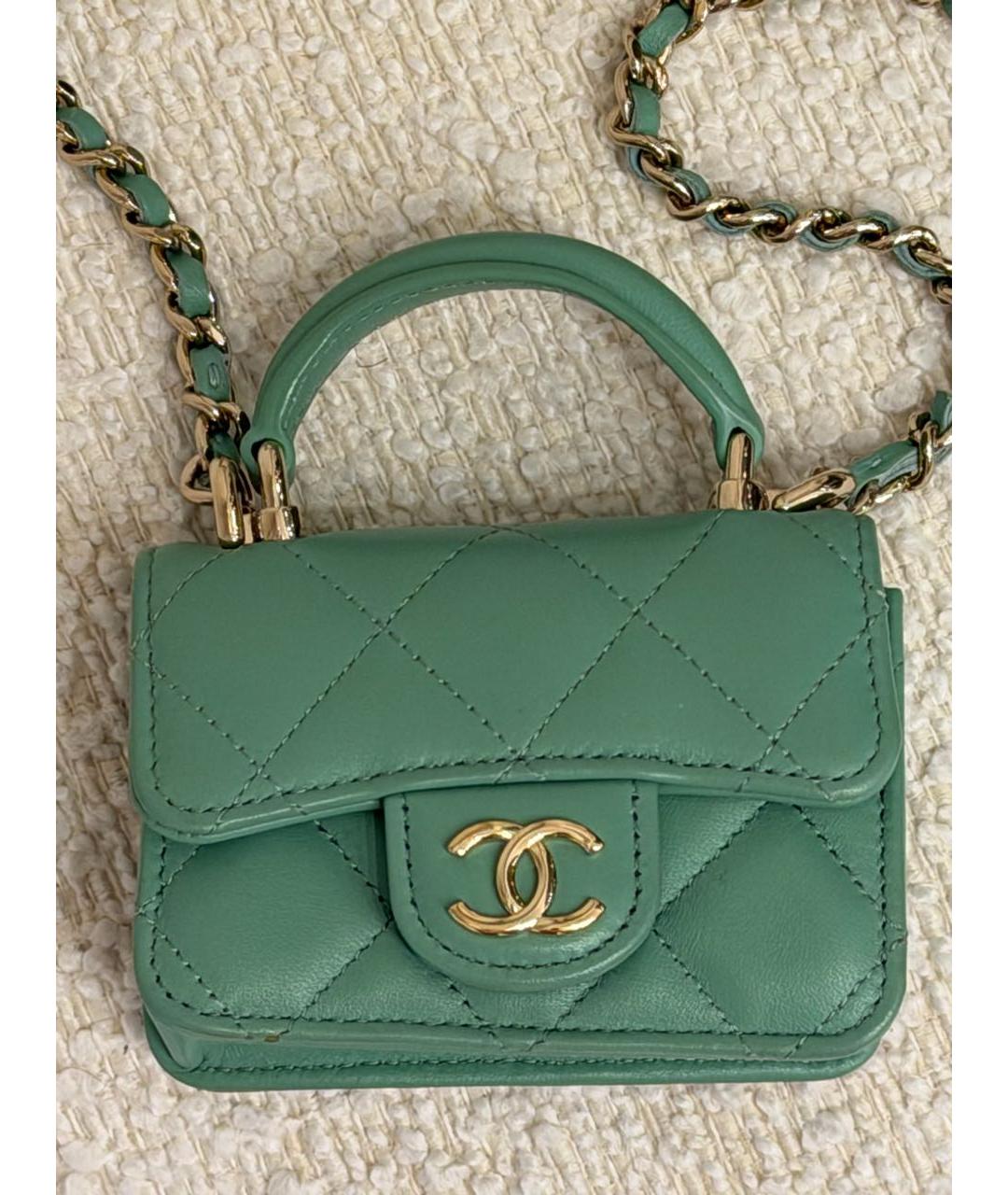 CHANEL Зеленая кожаная сумка через плечо, фото 7