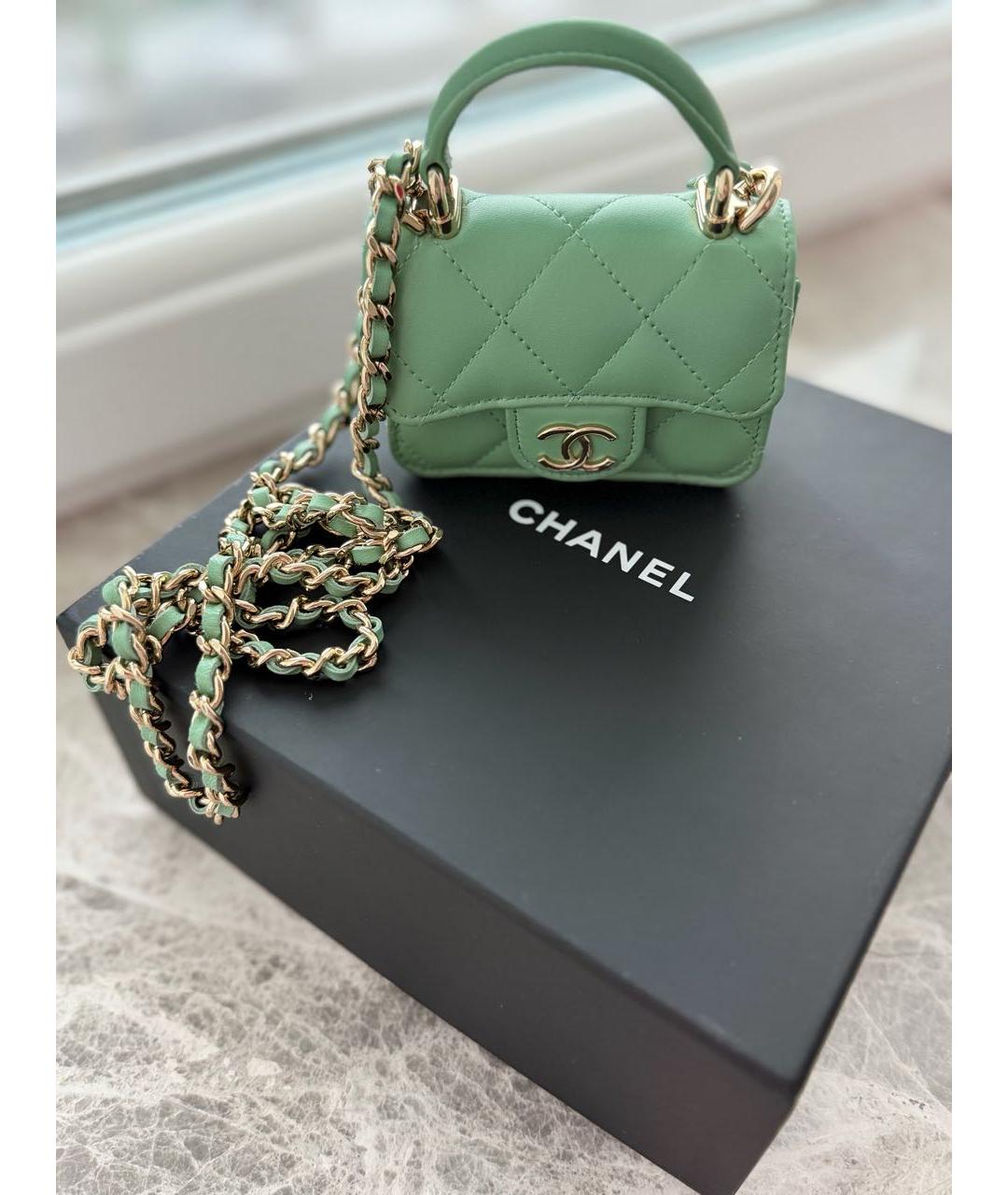 CHANEL Зеленая кожаная сумка через плечо, фото 2