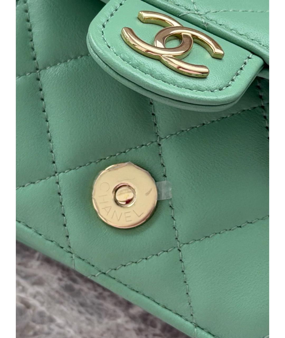 CHANEL Зеленая кожаная сумка через плечо, фото 5