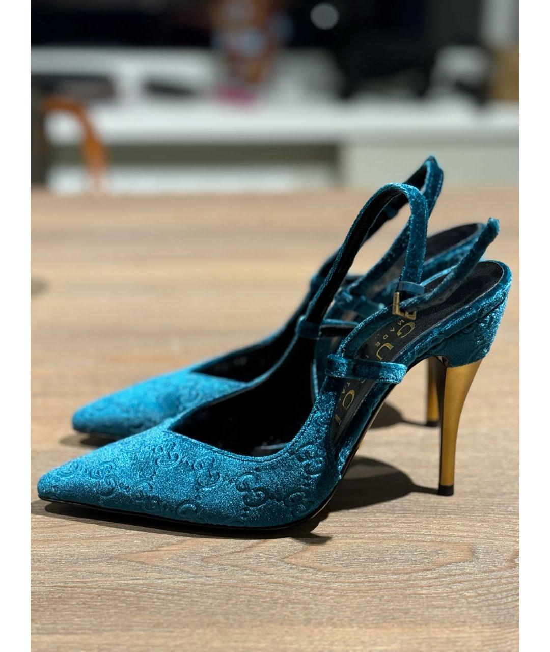 GUCCI Бирюзовые замшевые туфли, фото 5