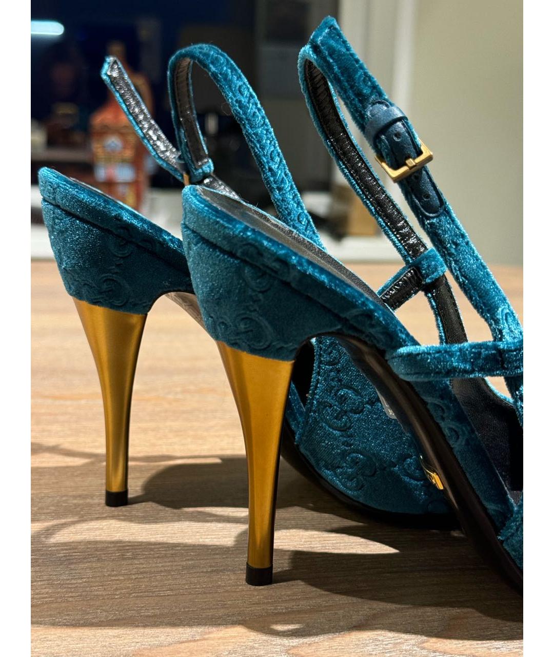 GUCCI Бирюзовые замшевые туфли, фото 2