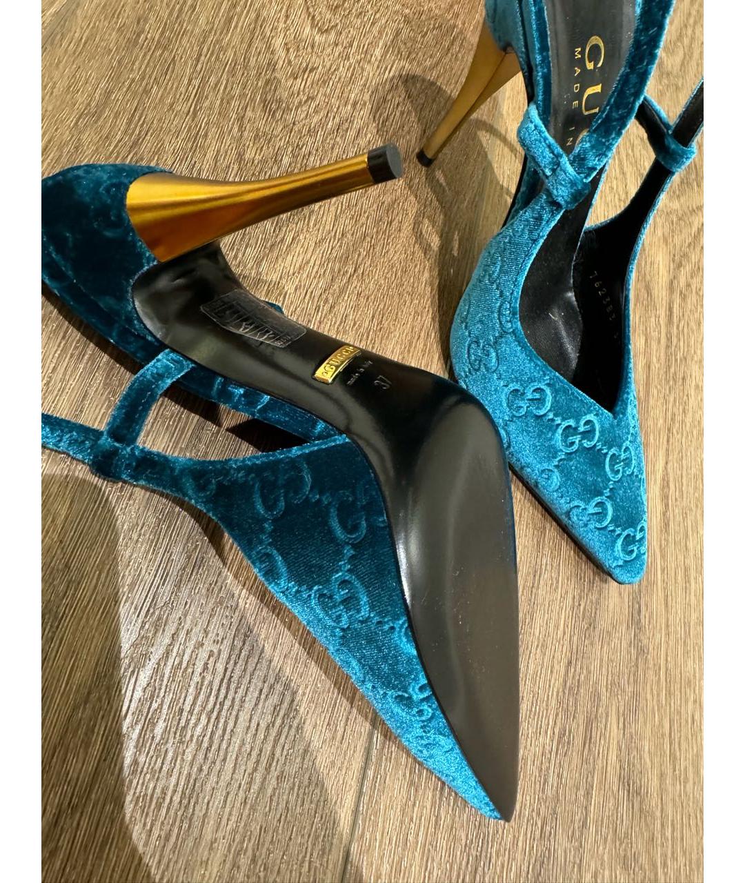 GUCCI Бирюзовые замшевые туфли, фото 4