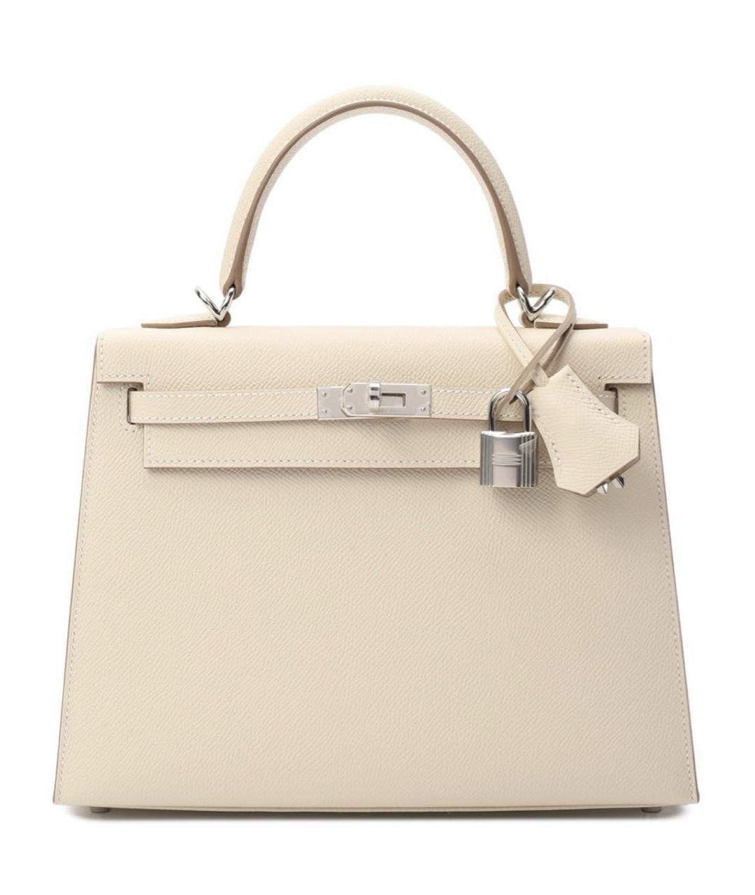 HERMES Белая кожаная сумка с короткими ручками, фото 1