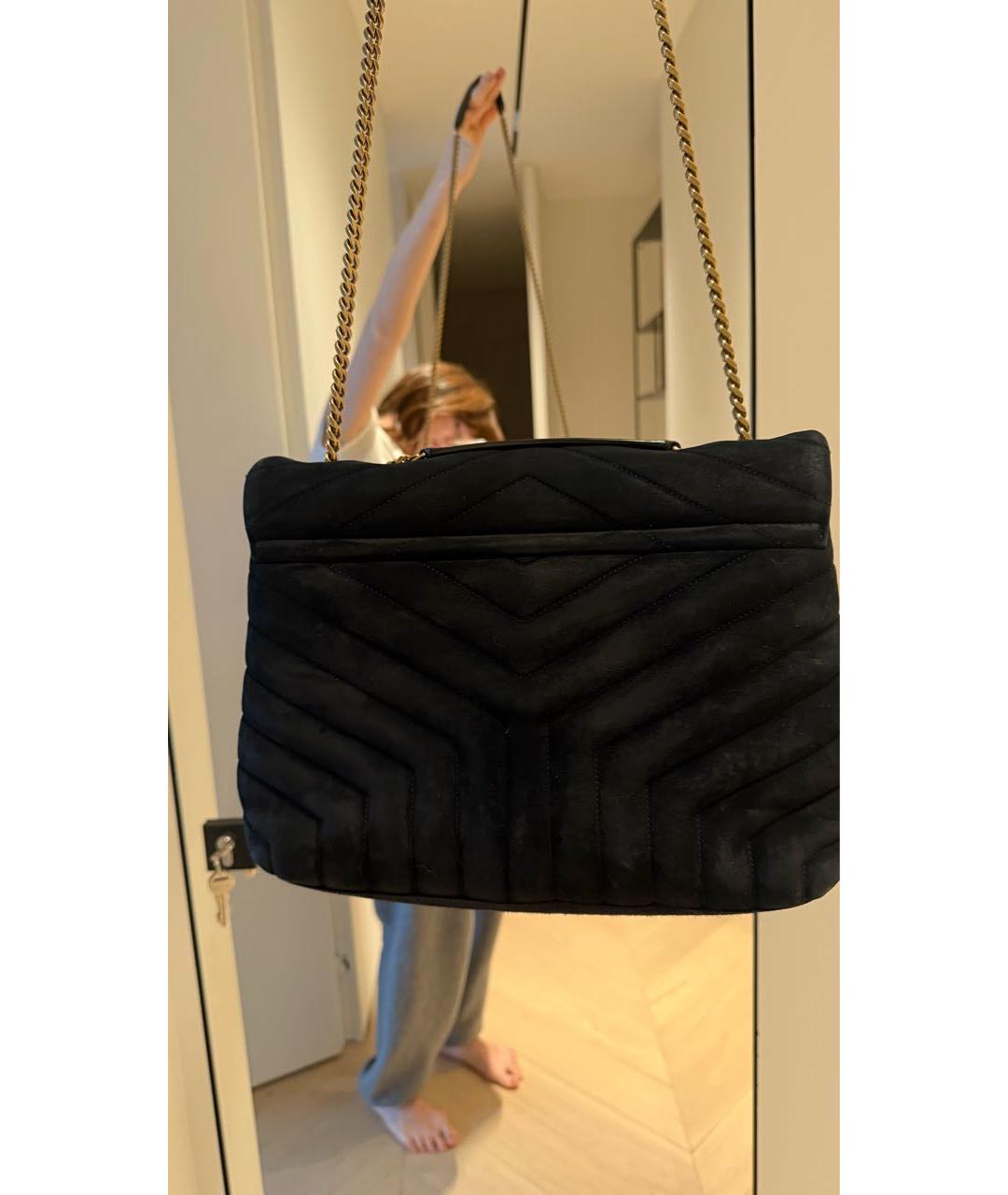 SAINT LAURENT Черная замшевая сумка через плечо, фото 2