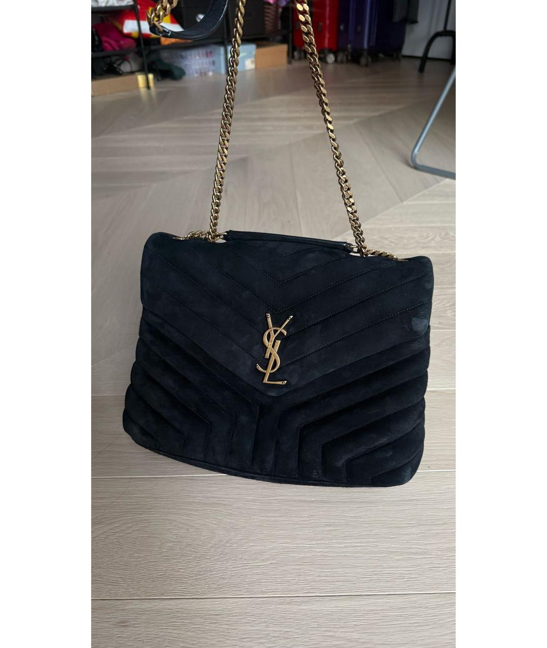 SAINT LAURENT Черная замшевая сумка через плечо, фото 7
