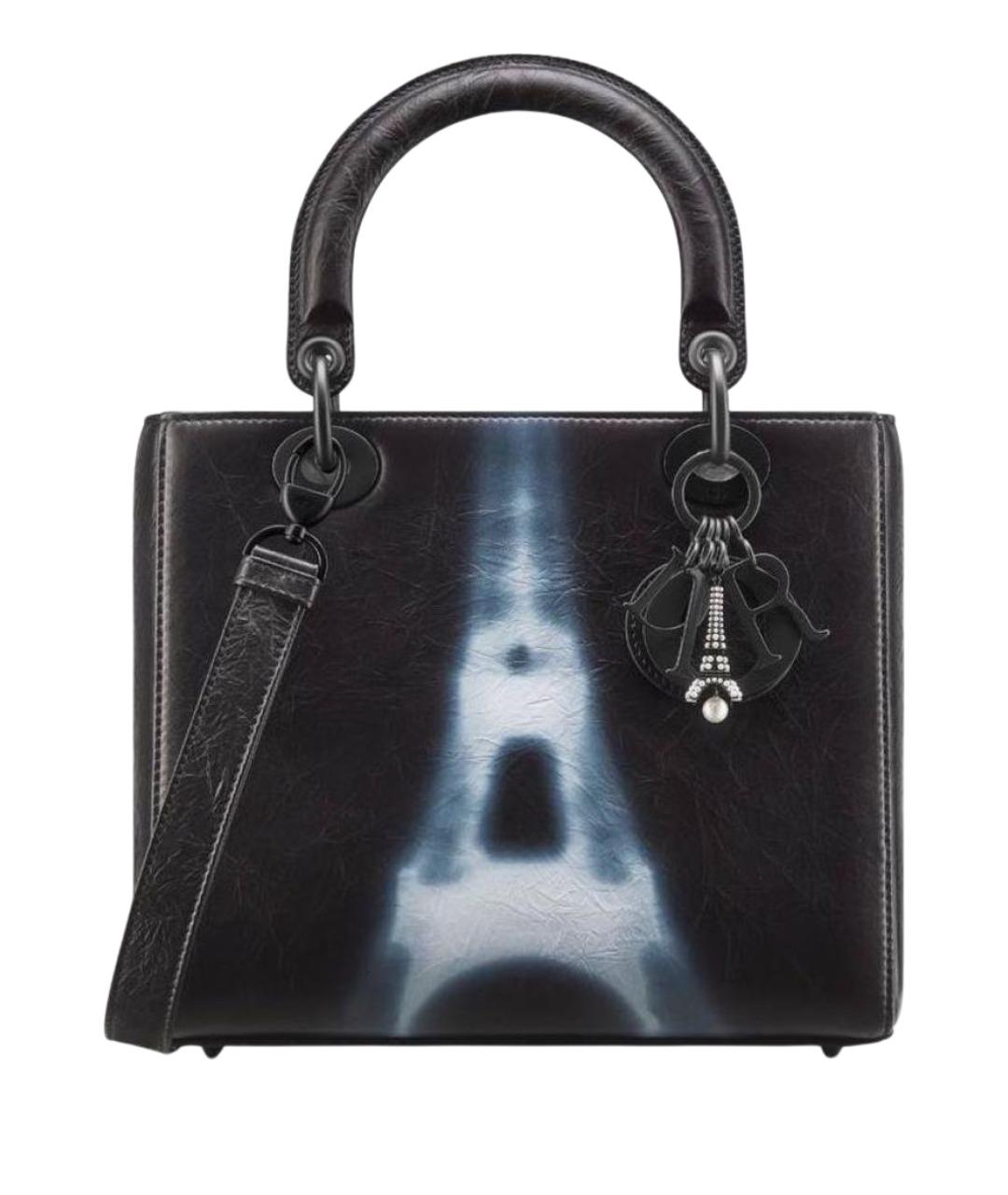 CHRISTIAN DIOR Черная кожаная сумка с короткими ручками, фото 1