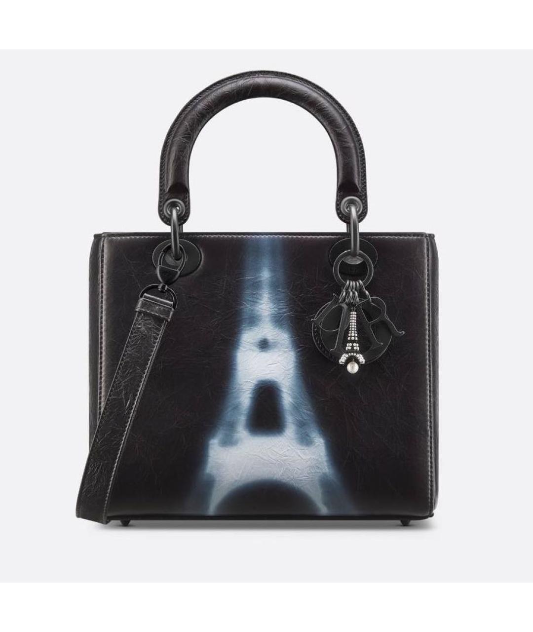 CHRISTIAN DIOR Черная кожаная сумка с короткими ручками, фото 7