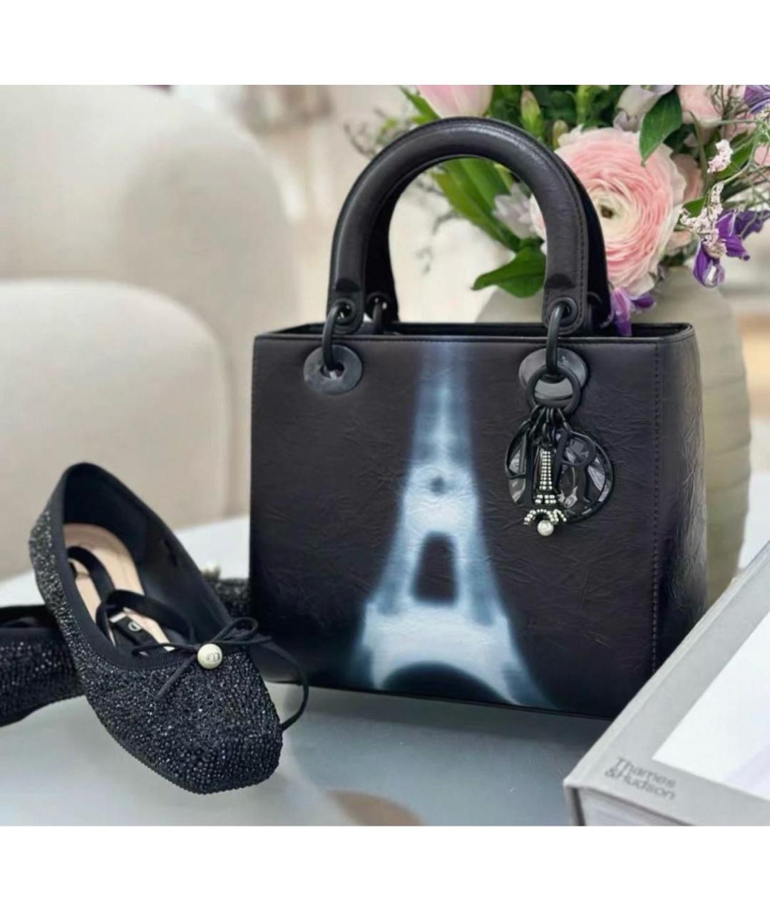 CHRISTIAN DIOR Черная кожаная сумка с короткими ручками, фото 4