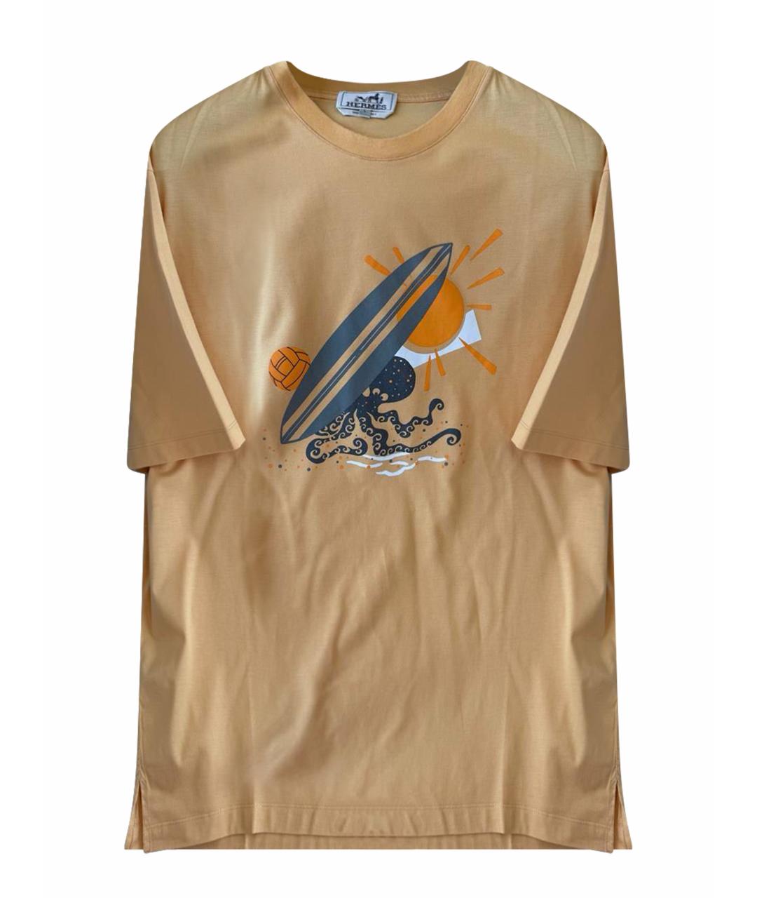 HERMES Оранжевая хлопковая футболка, фото 1