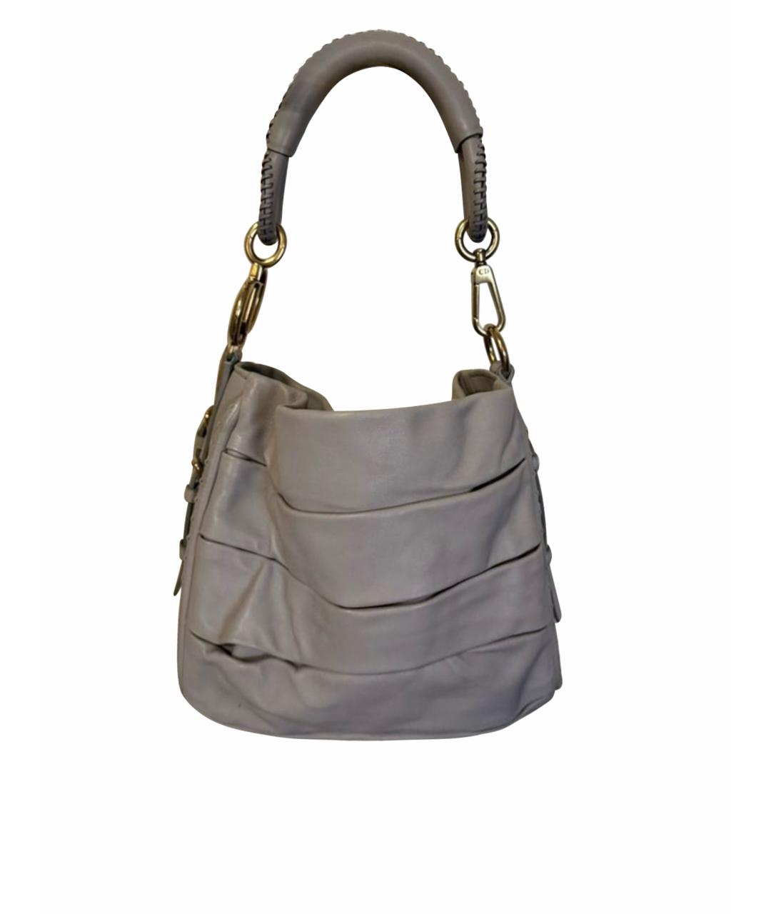 CHRISTIAN DIOR Серая кожаная сумка с короткими ручками, фото 1