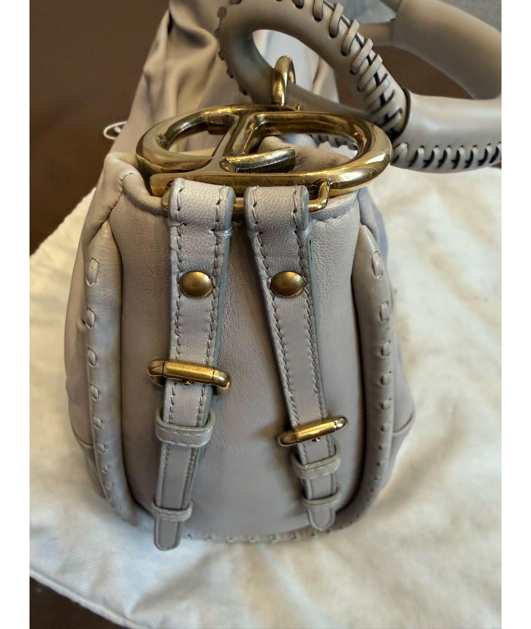 CHRISTIAN DIOR Серая кожаная сумка с короткими ручками, фото 2