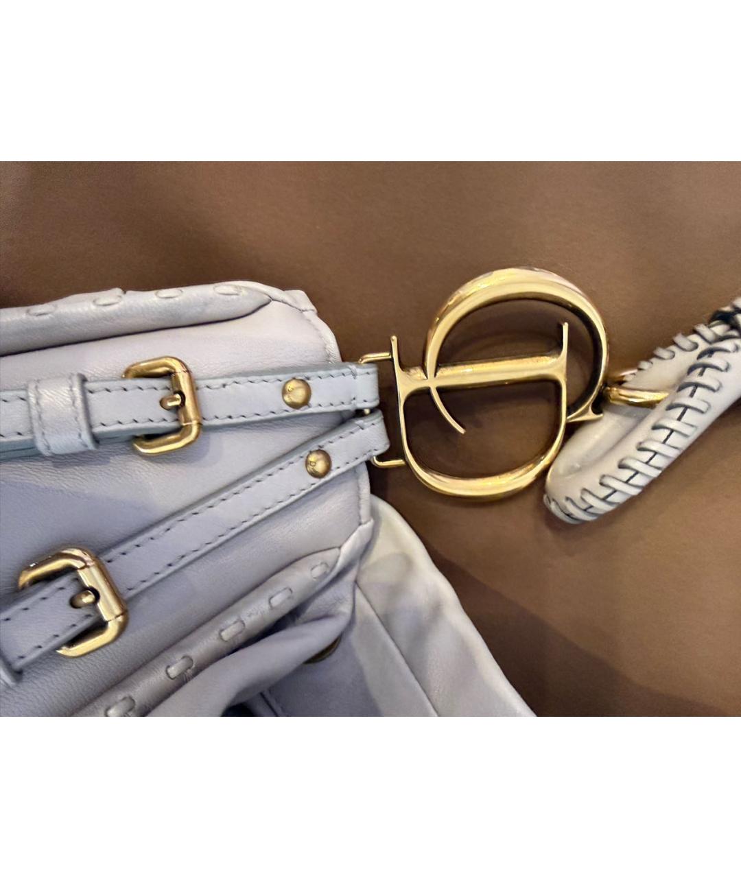 CHRISTIAN DIOR Серая кожаная сумка с короткими ручками, фото 3