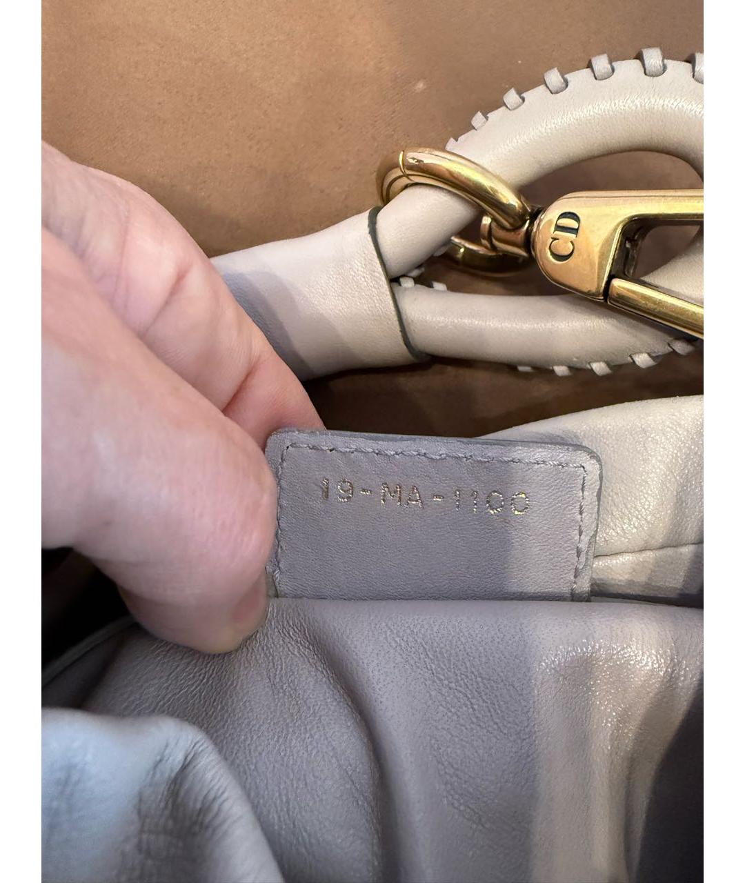 CHRISTIAN DIOR Серая кожаная сумка с короткими ручками, фото 5