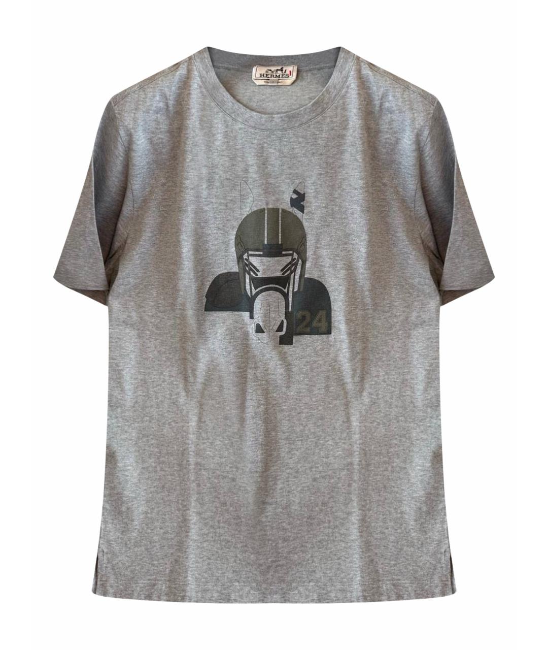 HERMES Серая хлопковая футболка, фото 1