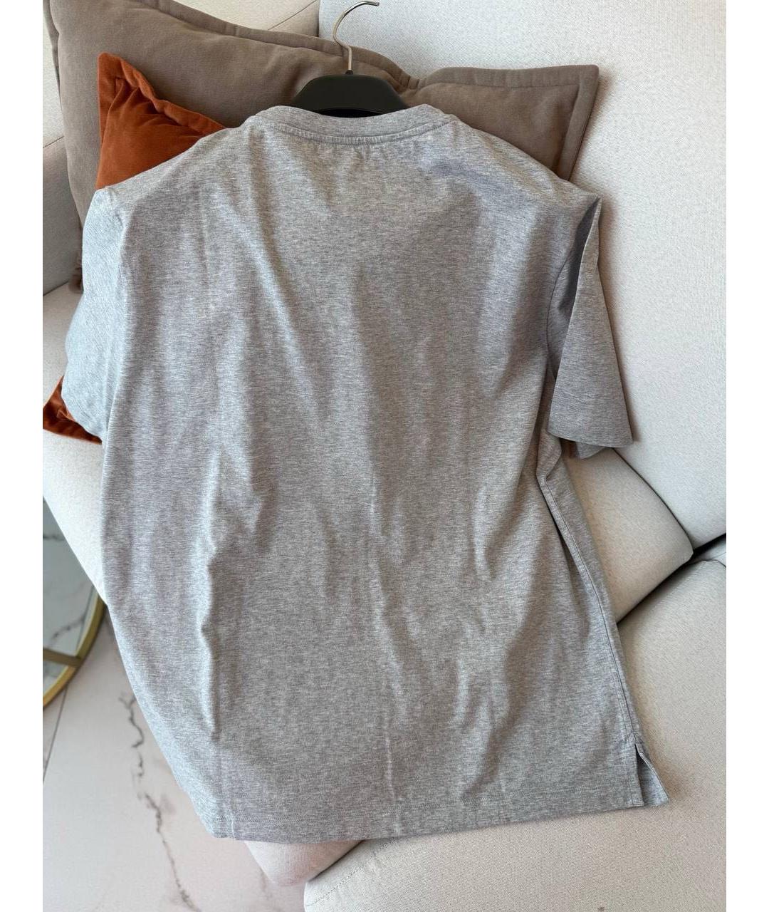 HERMES Серая хлопковая футболка, фото 2