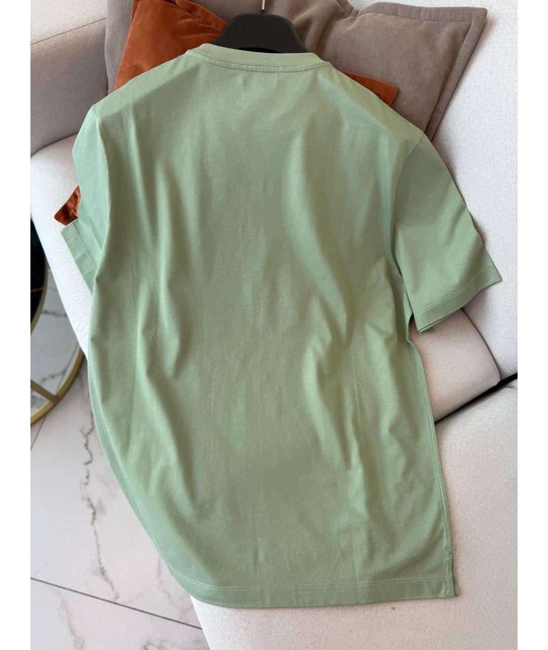 HERMES Зеленая хлопковая футболка, фото 2