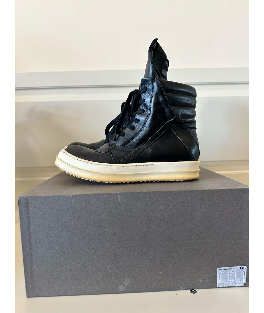 RICK OWENS Черные кожаные кроссовки, фото 8