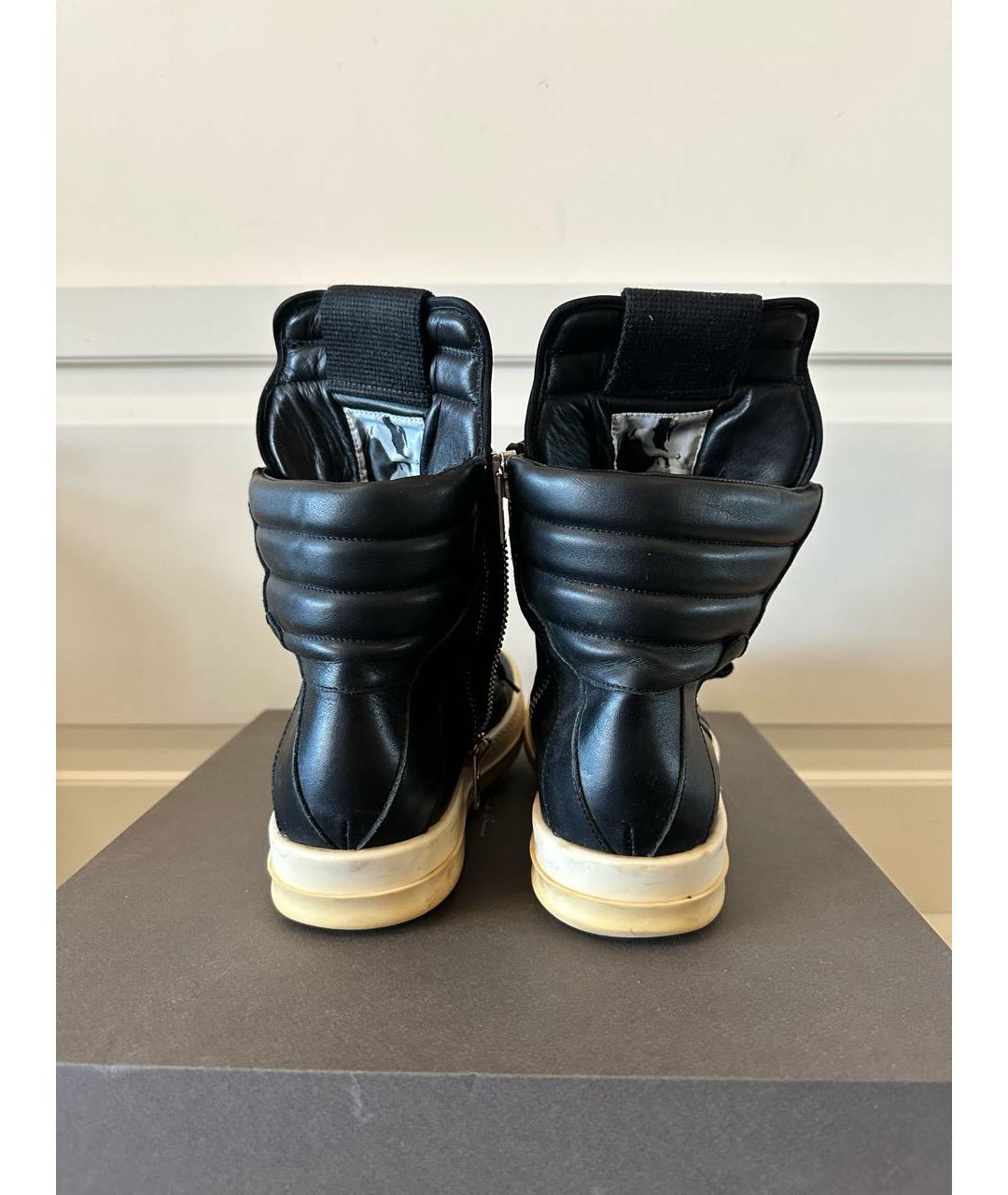RICK OWENS Черные кожаные кроссовки, фото 4