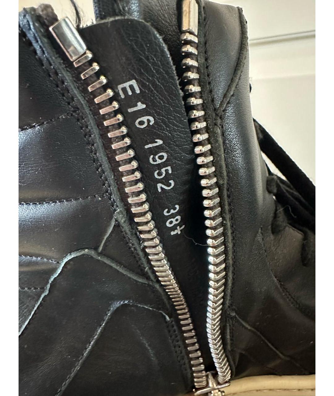 RICK OWENS Черные кожаные кроссовки, фото 5