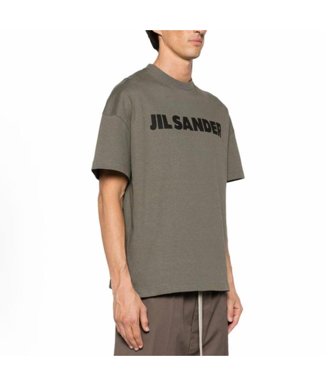 JIL SANDER Хаки хлопковая футболка, фото 5